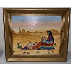 Painting Based On Diane Martin  "Navajo Woman With Pots" By V Schugg 11.5x13.5